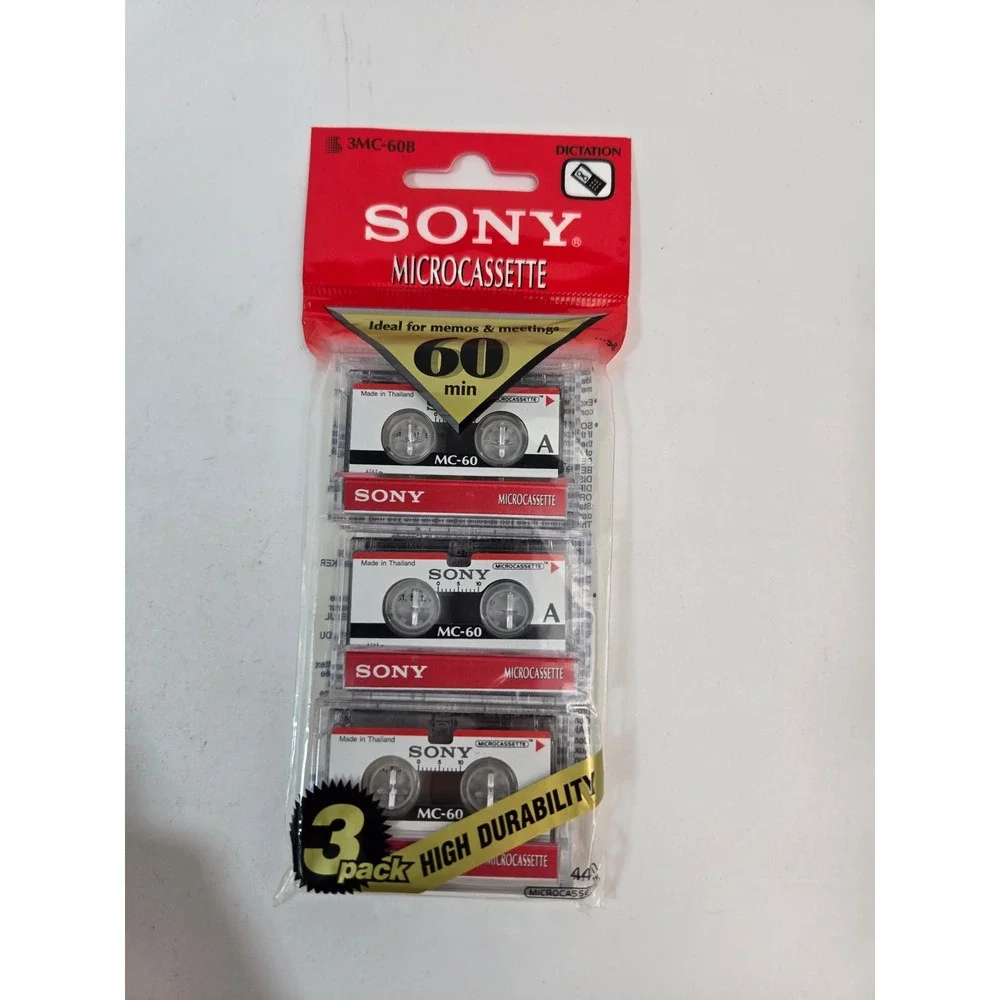 Sony MC-60 Microcassette Tapes Sealed 3-Pack Lot of 2 Voice Tape 60 Min